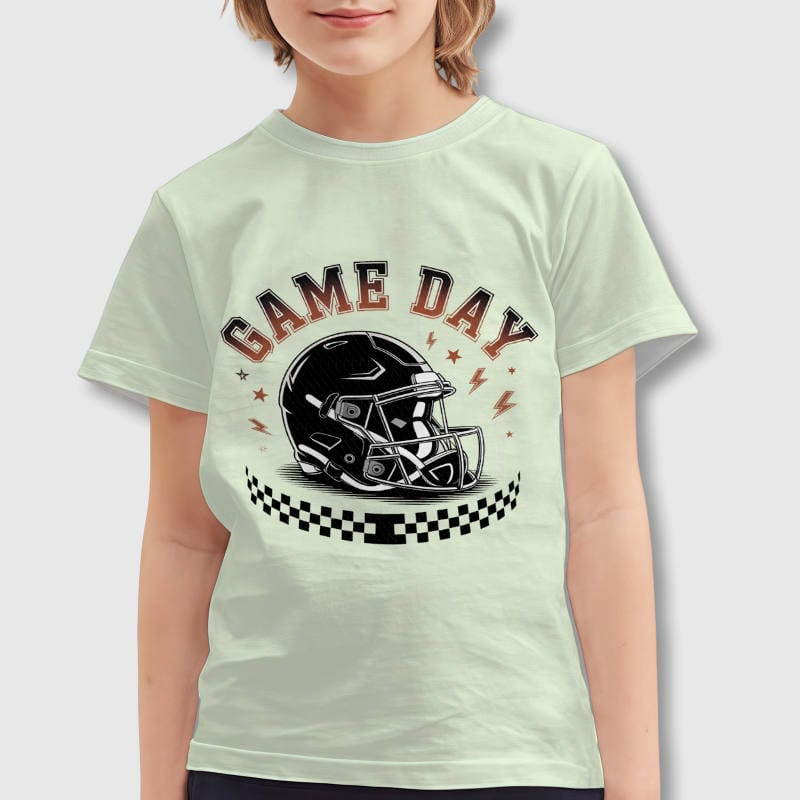Game Day Football Helmet Kids T-Shirt for Sport Fans Gift