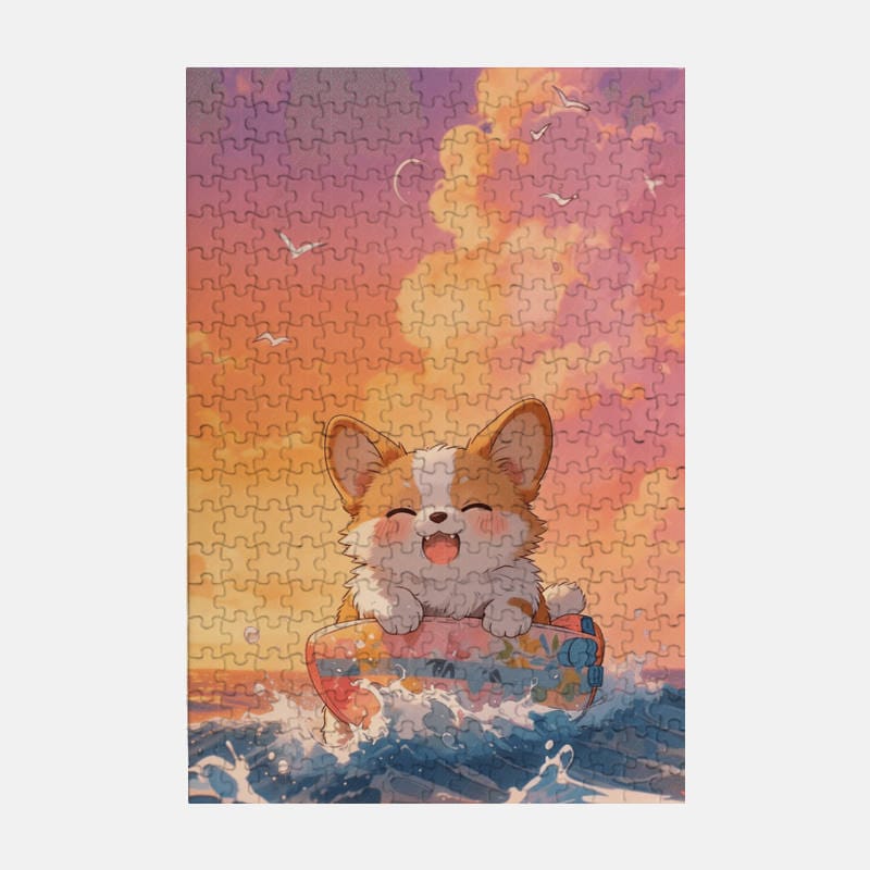 Cute Surfing Corgi 300pc Puzzle for Pet Lovers Gift - 1