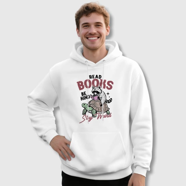 Funny Raccoon Turtle Book Hoodie for Book Lovers Gift