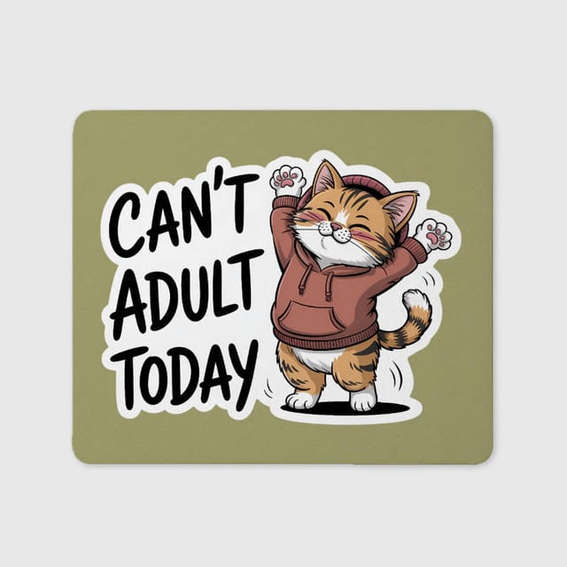 Funny Can't Adult Today Cat Mouse Pad for Cat Lovers Gift