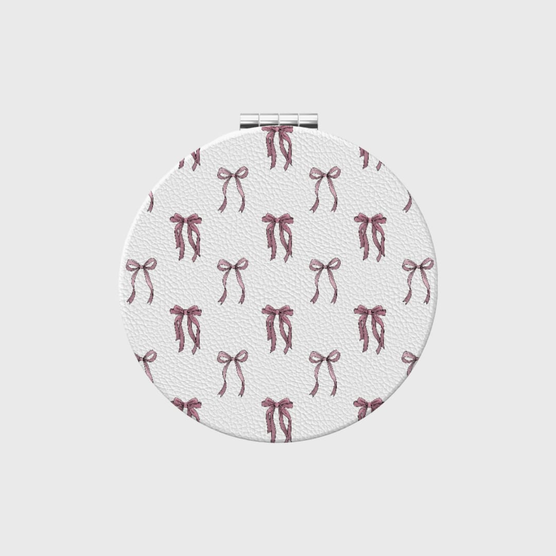 Custom Portable Pocket Makeup Mirror – Personalized PU Compact Mirror (Round) - 1