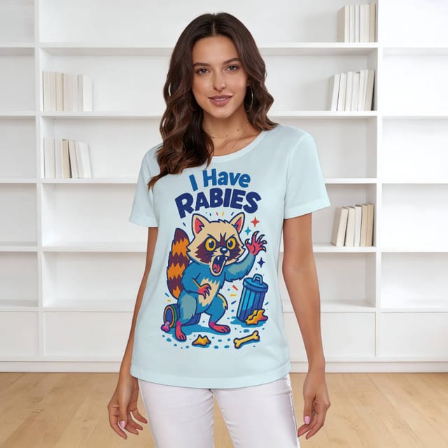 Funny Rabid Raccoon Graphic T-Shirt for Women Casual Wear