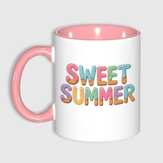 Sweet Summer Lettering Pink Accent Mug for Daily Gifting