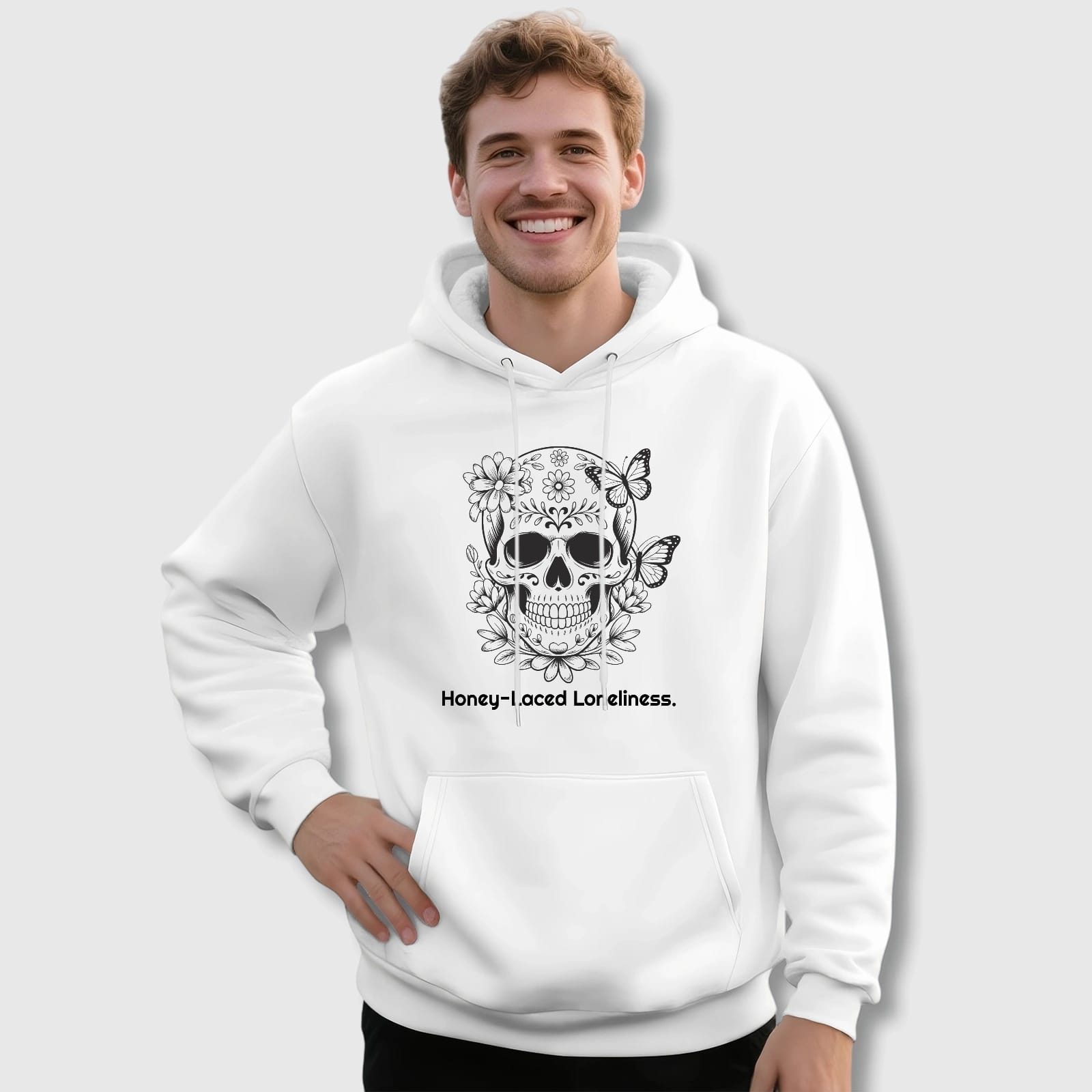 Floral Sugar Skull Quote Hoodie for Him Her Gift & Daily Use