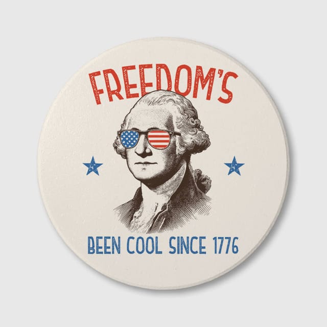 Funny George Washington Ceramic Coaster for 4th of July Gift
