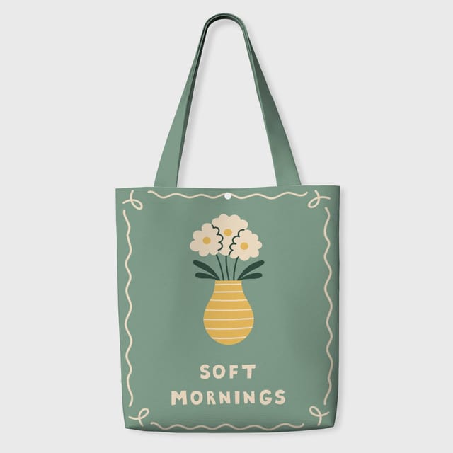 Soft Mornings Floral Tote Bag for Plant Lovers Daily Use