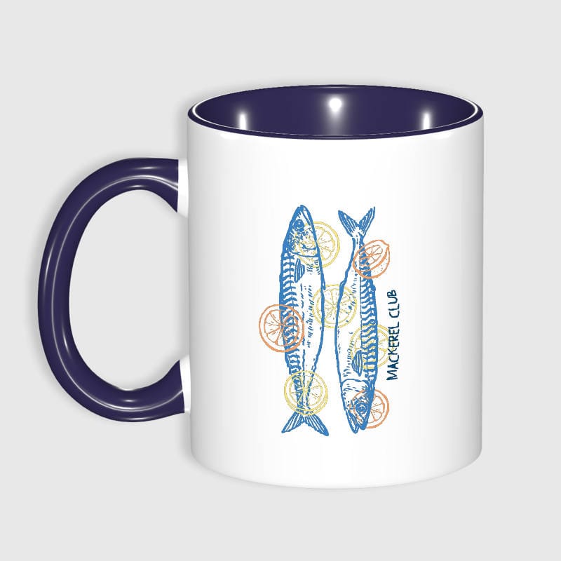 Mackerel Fish Print Ceramic Coffee Mug for Seafood Lovers Gift