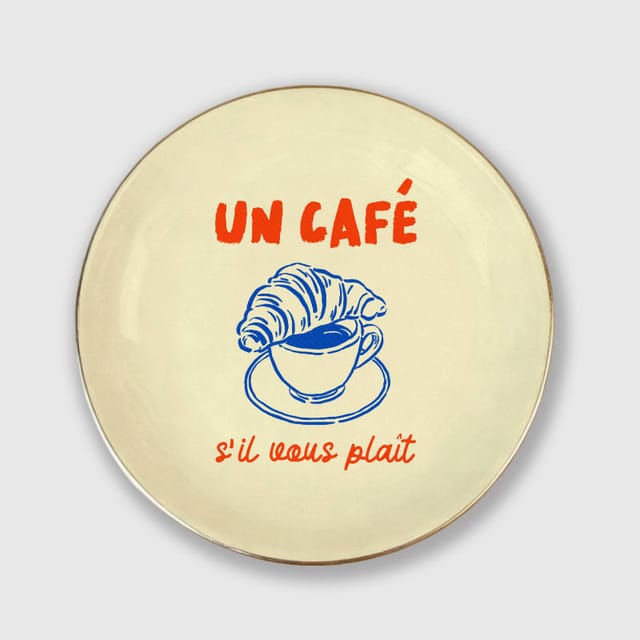 French Coffee Croissant Trinket Dish for Coffee Lovers Gift