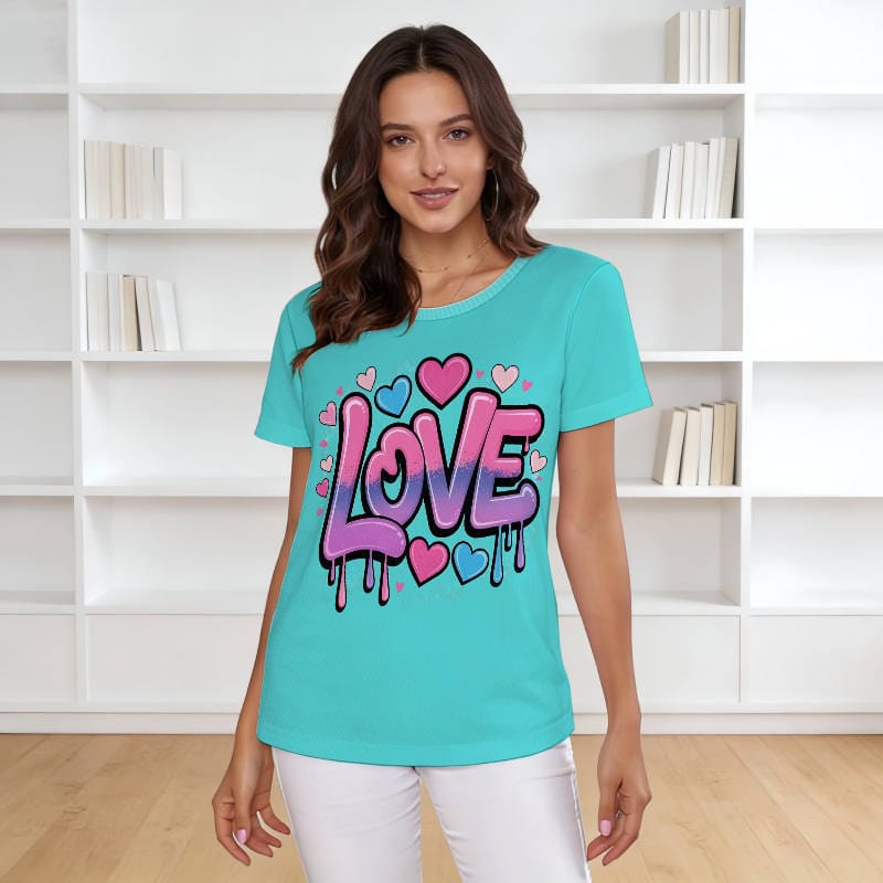 Graffiti Love Heart Women's T-Shirt for Valentine's Day Gift