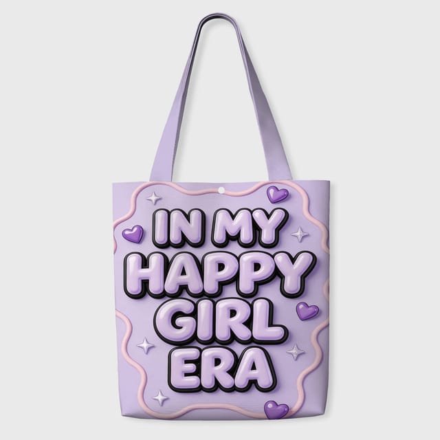 3D Happy Girl Era Tote Bag for Girls Birthday Daily Use