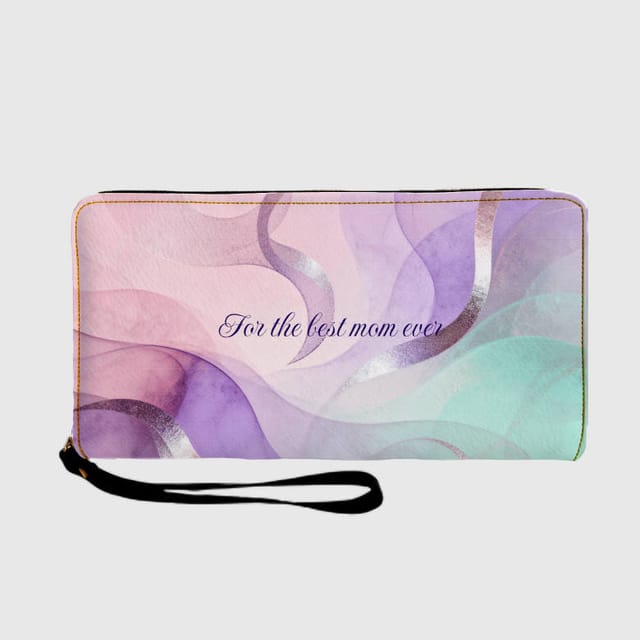 Custom Pastel Swirl Zip Wallet for Mom Gift