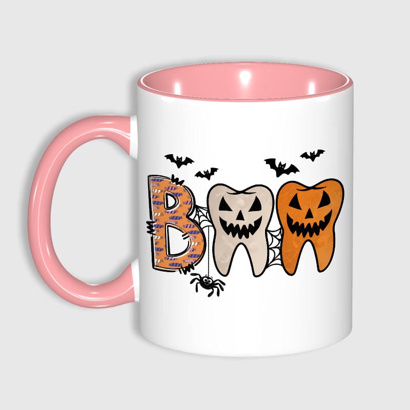 Halloween Boo Tooth 11oz Pink Mug for Dentists Gift