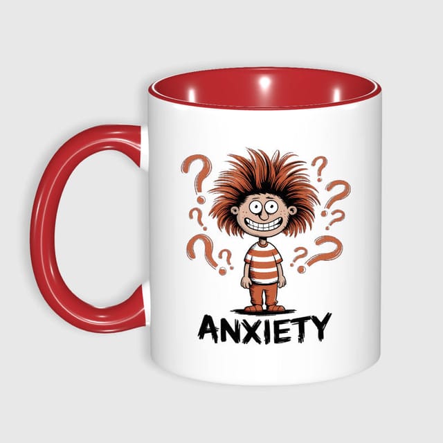 Funny Anxiety Cartoon 11oz Mug for Humor Lovers Gift