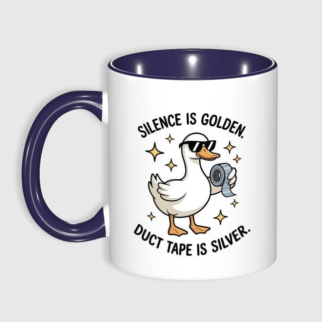 Funny Duck Pun 11oz Navy Accent Mug For Pun Lovers Gift