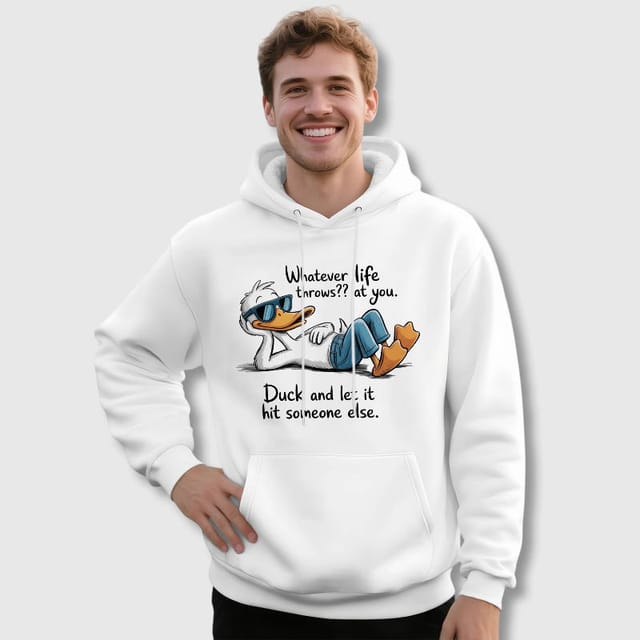 Funny Lazy Duck Quote Hoodie for Pun Lovers Casual Gift