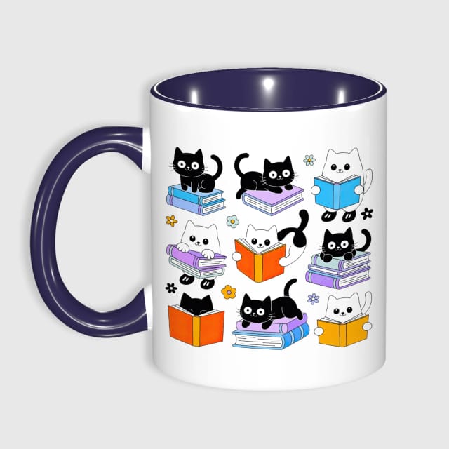 11oz Reading Cat Mug for Cat & Book Lovers Gift