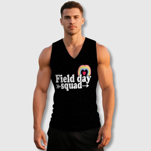 Field Day Rainbow Heart V-Neck Tank Top for Men Workout & Events