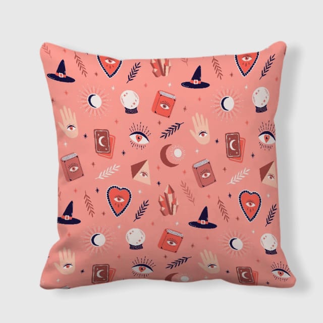 Pink Witch Occult Throw Pillow for Home Decor & Gifting