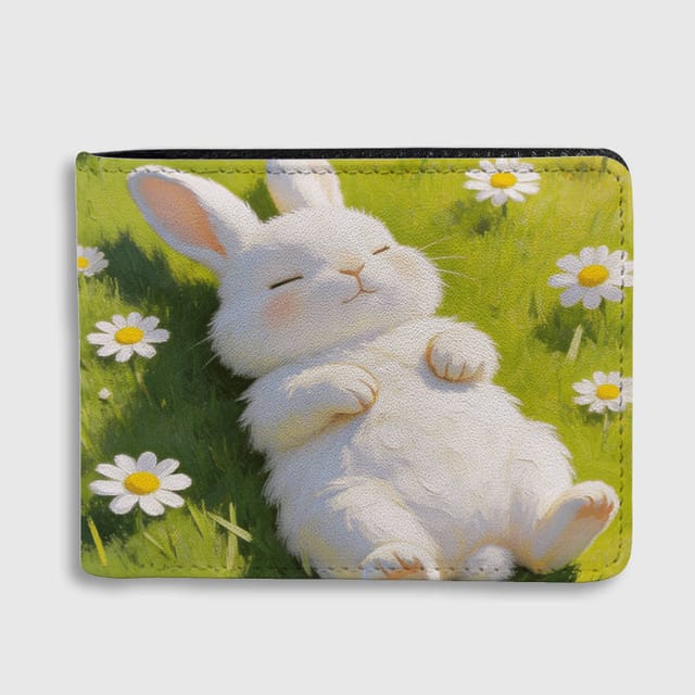 Cute Daisy Bunny Bifold Wallet for Pet Lovers Daily Use