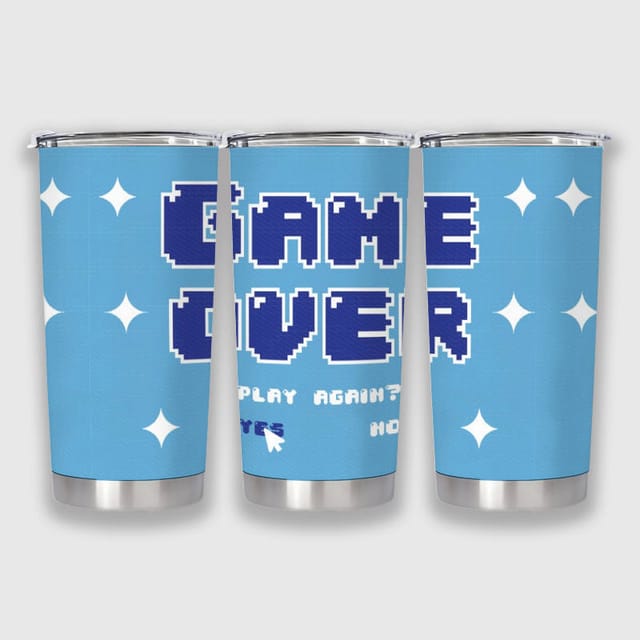 Game Over Pixel Gaming 20oz Tumbler for Gamers Birthday Gift