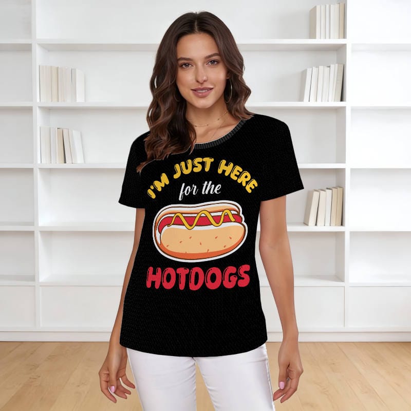 Funny Hot Dog Quote Women's Crew Neck T-Shirt for Sports