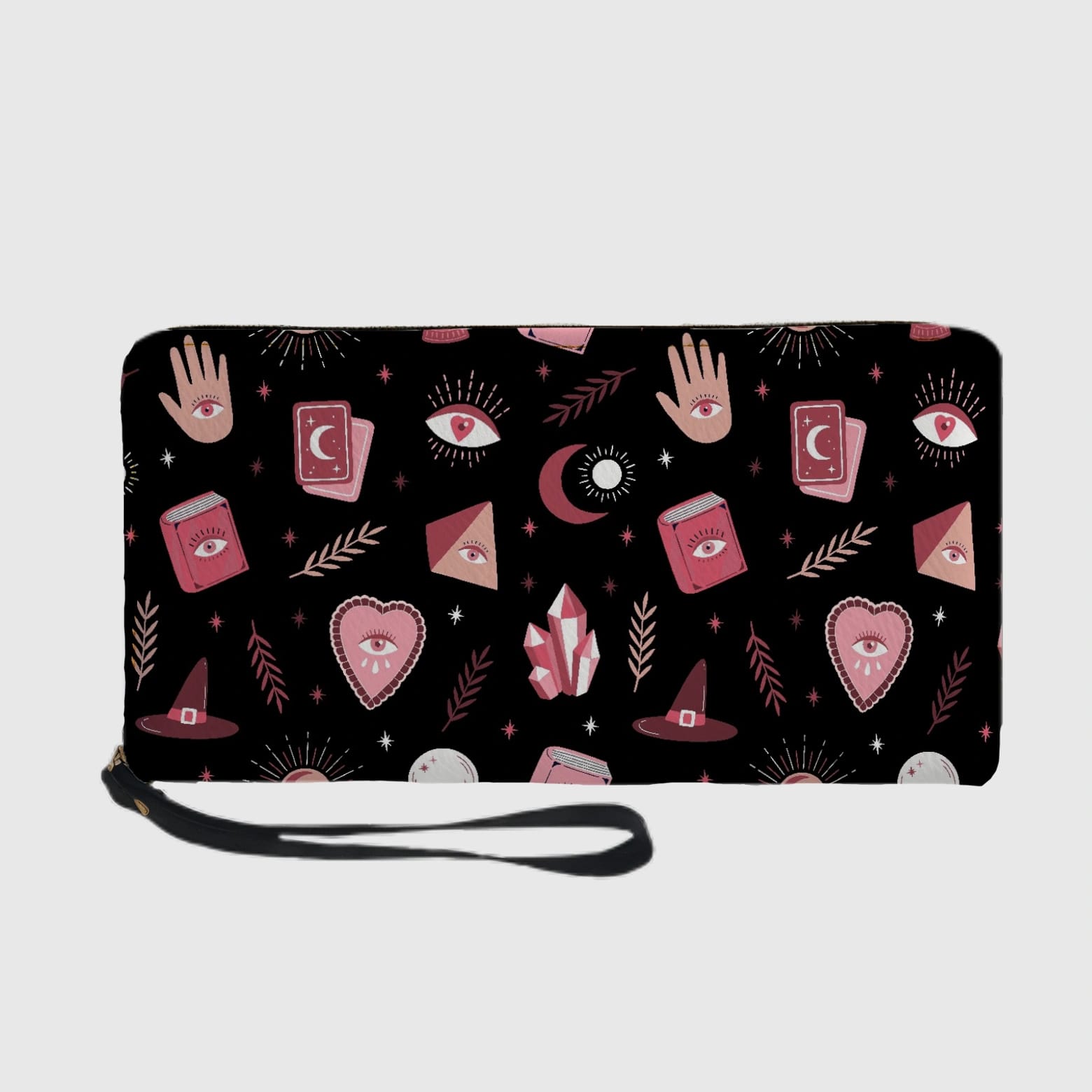 Personalized Zip Wallet with Wrist Strap PU Leather Long Wallet