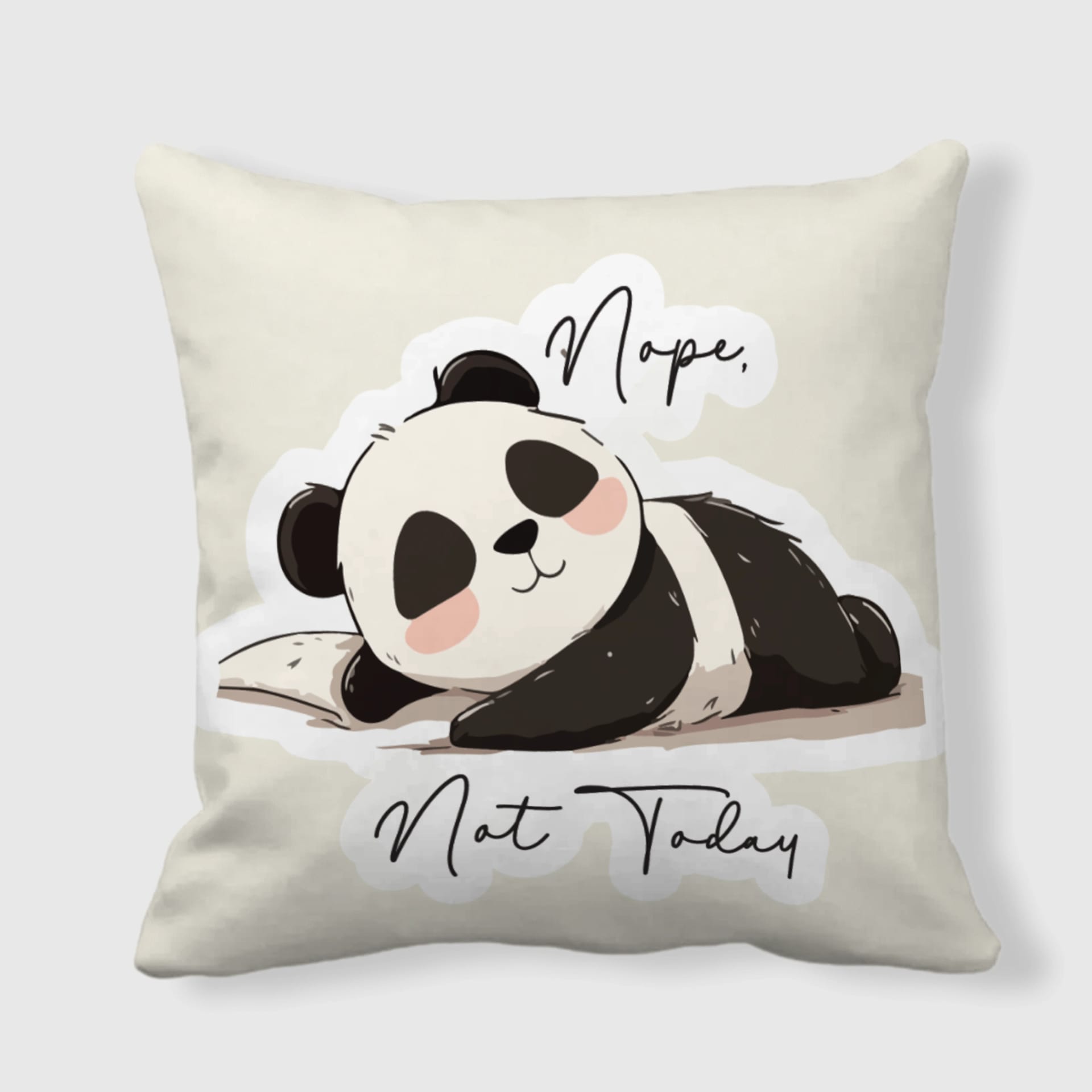 Lazy Panda Quote Throw Pillow for Panda Lovers Gift