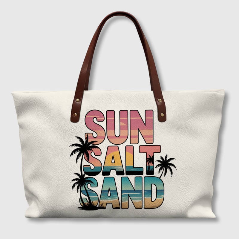 Sun Salt Sand Beach Print Tote Bag for Beach Lovers Summer Travel