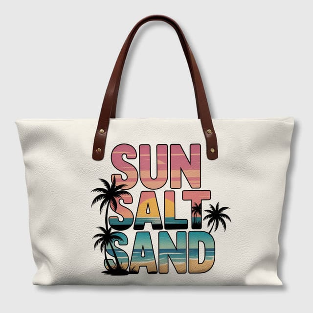Sun Salt Sand Beach Print Tote Bag for Beach Lovers Summer Travel