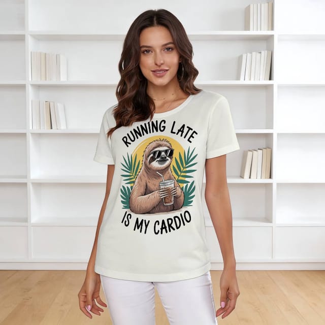 Funny Sloth Quote Women's Short Sleeve T-Shirt for Daily Wear