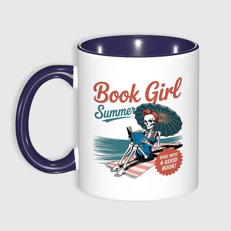 Book Girl Summer Skeleton Mug for Book Lovers Gift