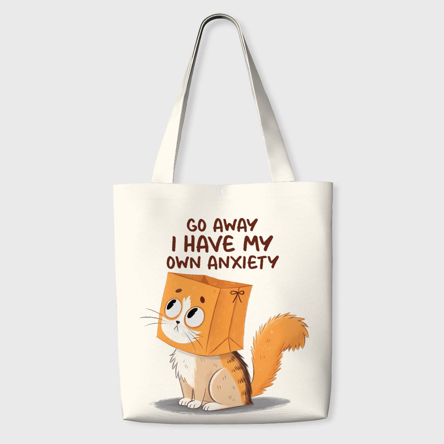 Funny Anxious Cat Quote Tote Bag for Cat Lovers Daily Use