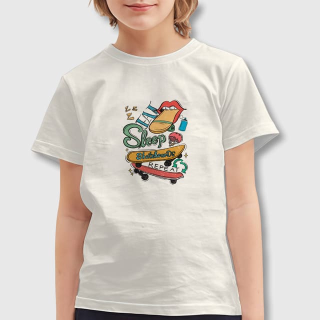 Eat Sleep Skateboard Kids T-Shirt for Boys Girls Daily Wear