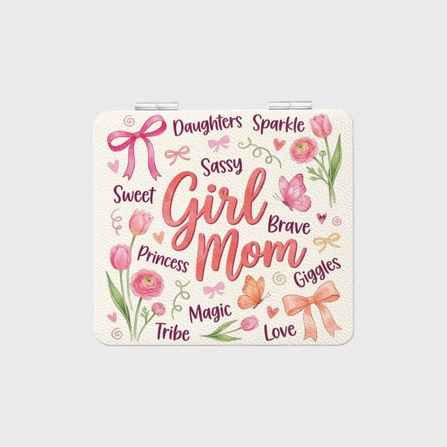 Floral Girl Mom Pocket Mirror for Mom Mother's Day Gift
