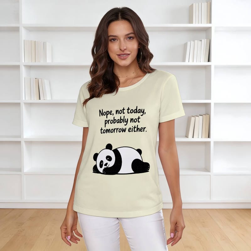 Funny Lazy Panda Quote Women's T-Shirt for Casual Daily Wear