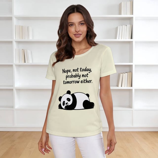 Funny Lazy Panda Quote Women's T-Shirt for Casual Daily Wear