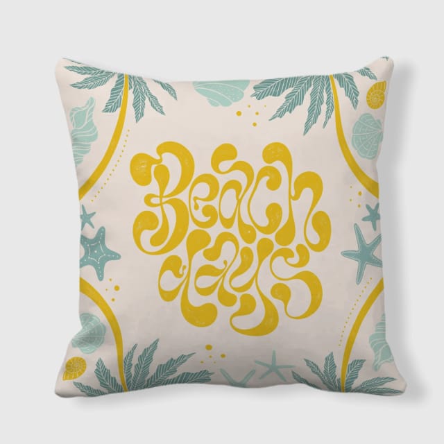 Groovy Beach Days Coastal Throw Pillow for Summer Home Decor