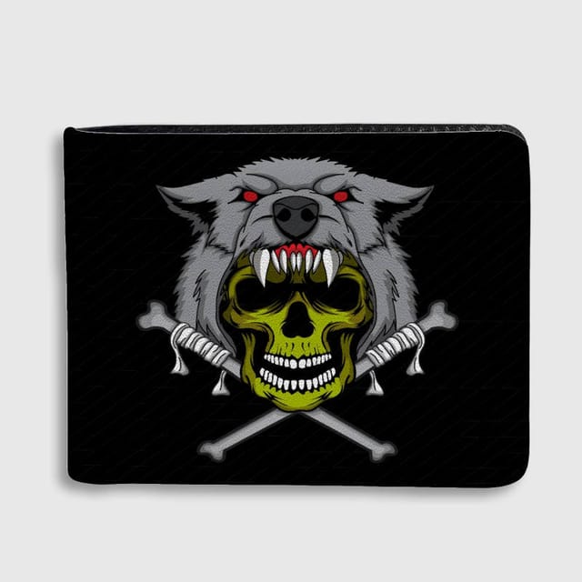 Wolf Skull Gothic Bifold Wallet for Men Halloween Gift