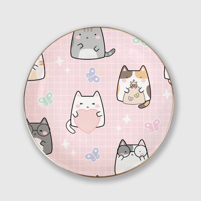 Kawaii Cat Print Ceramic Trinket Tray for Cat Lovers Gifts