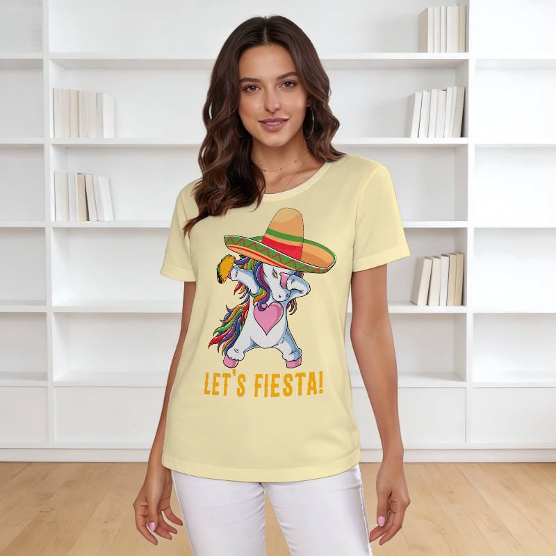 Dabbing Unicorn Fiesta T-Shirt for Women Summer Casual Wear