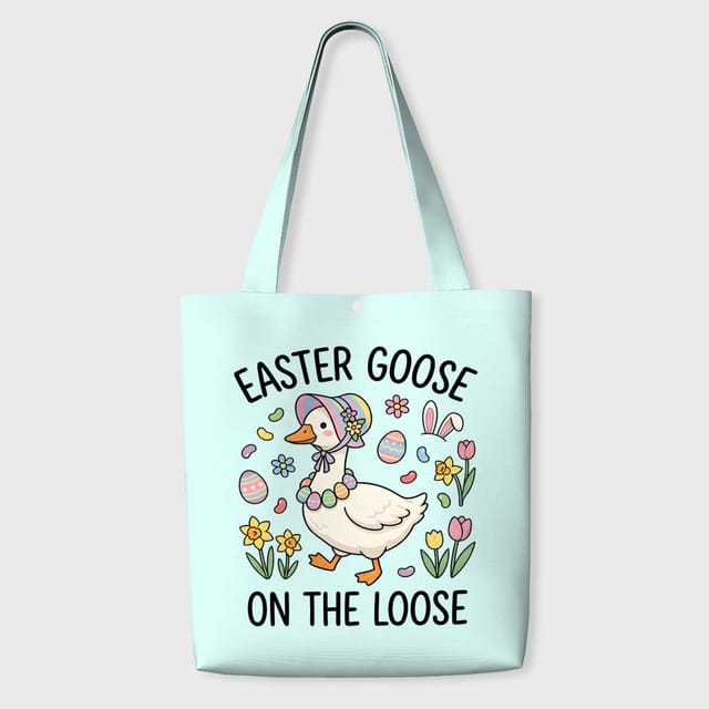 Funny Easter Goose Tote Bag for Easter Egg Hunt Gift
