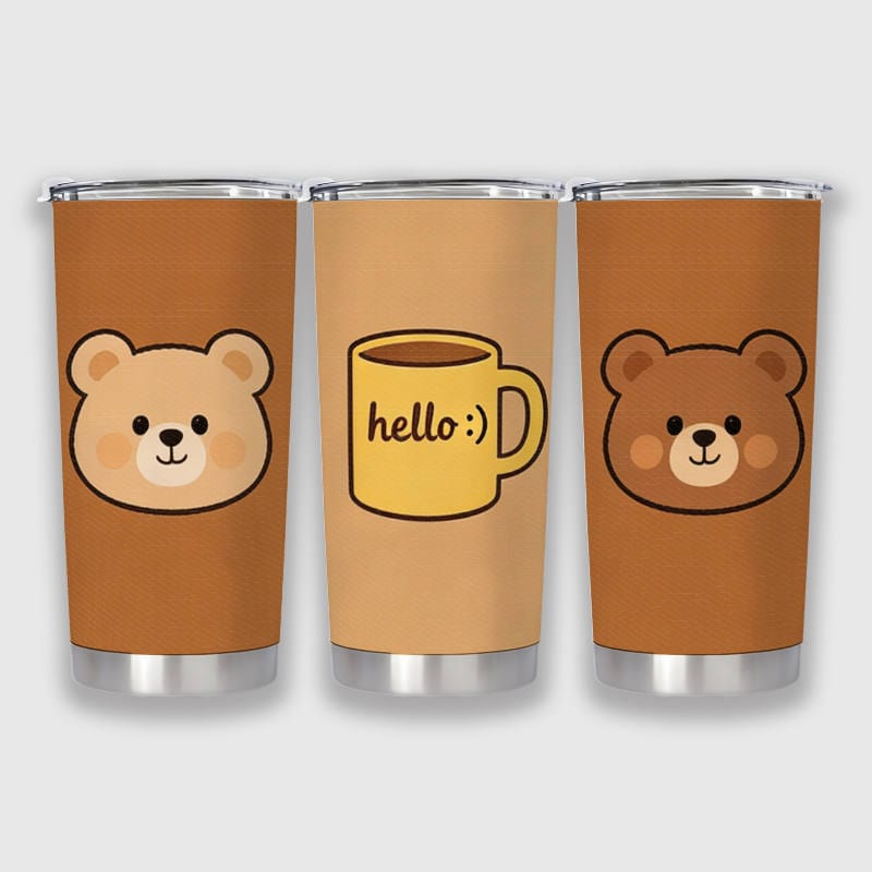 Cute Bear Stainless Tumbler for Coffee Lovers Gift