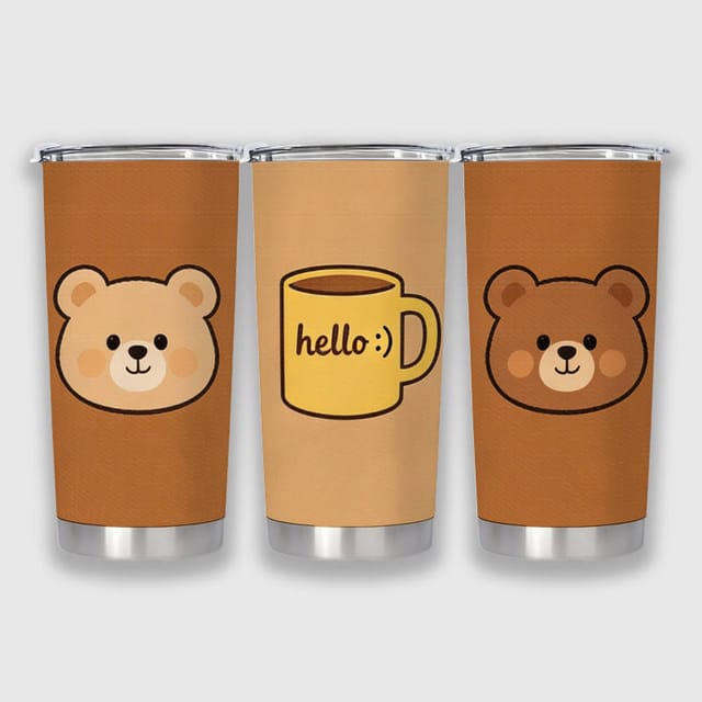 Cute Bear Stainless Tumbler for Coffee Lovers Gift