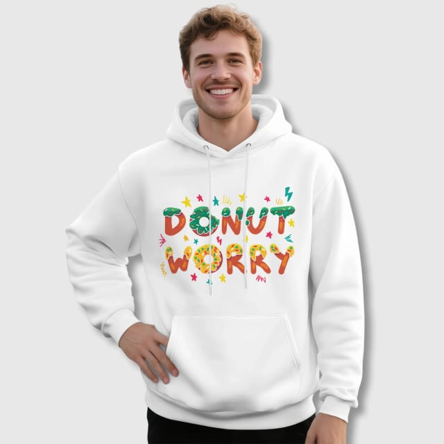 Donut Worry Pun Hoodie for Men Casual Daily Wear