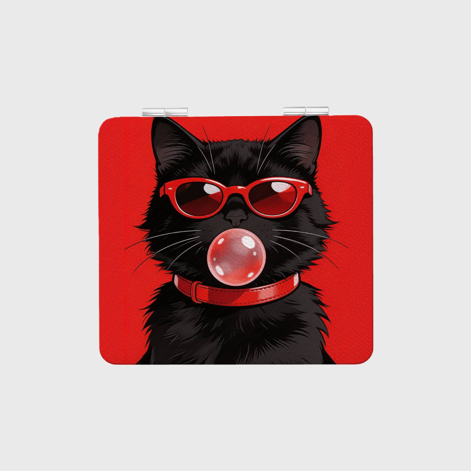 Black Cat Square Pocket Makeup Mirror for Cat Lovers Gift