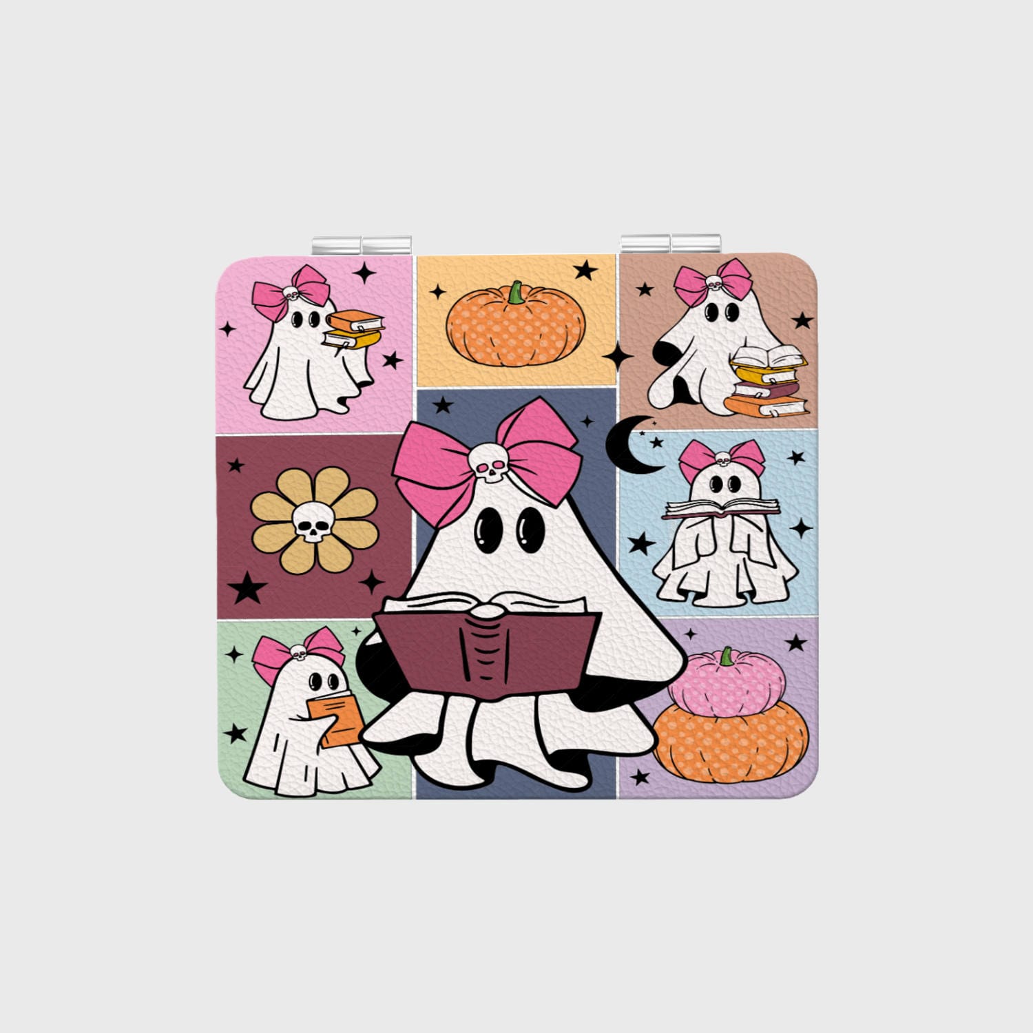 Cute Reading Ghost Pocket Mirror Halloween Gift for Her