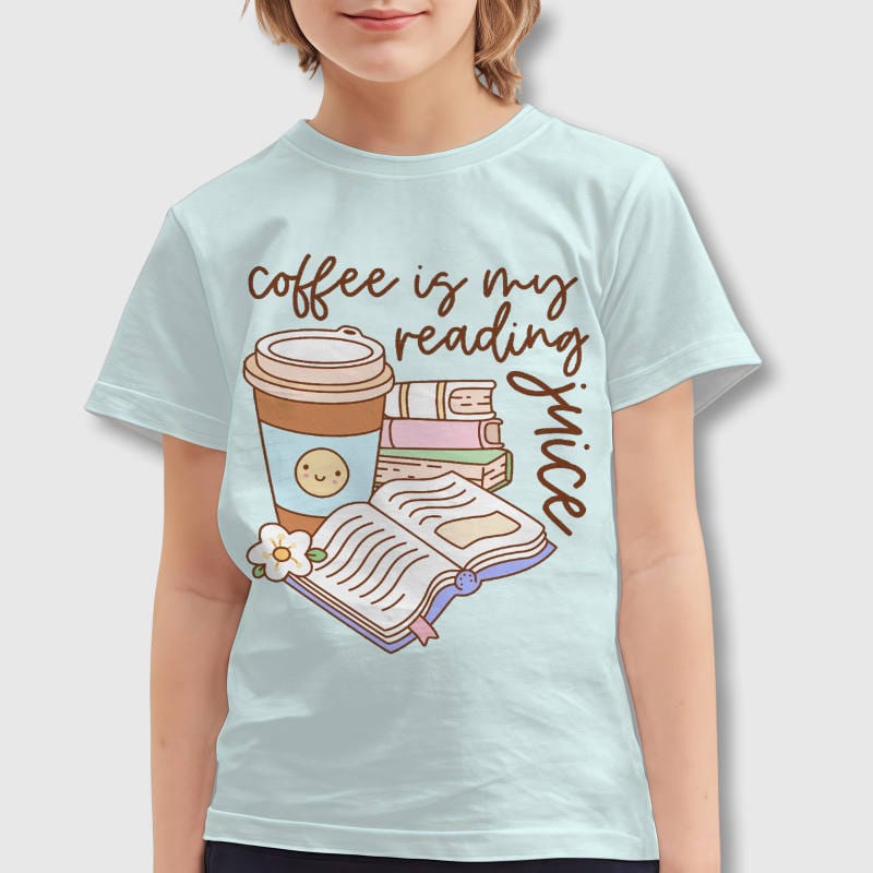 Coffee Reading Quote Kids T-Shirt for Book Lovers Daily Use
