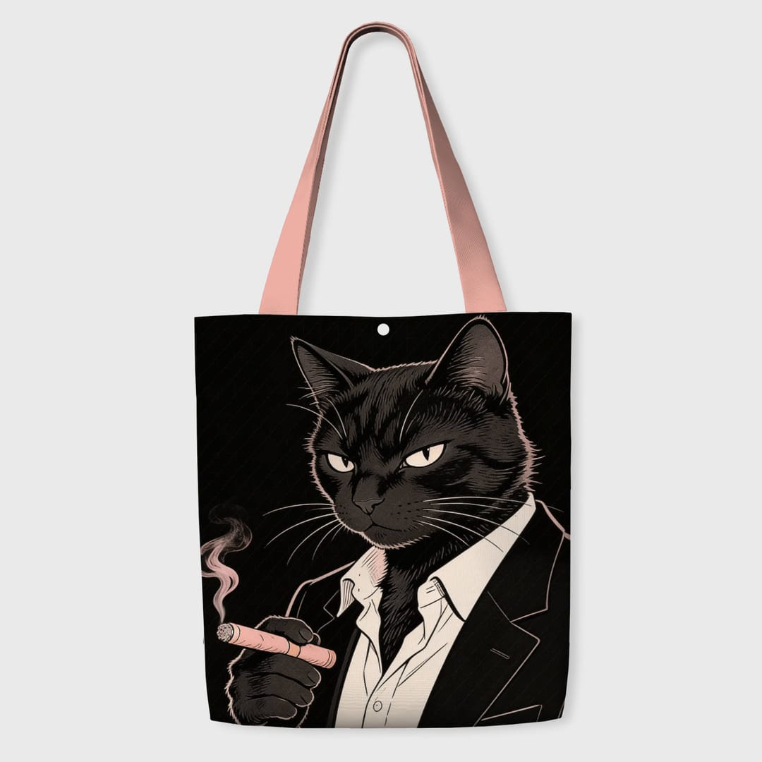 Noir Gangster Black Cat Tote Bag For Cat Lovers Daily Use - 1