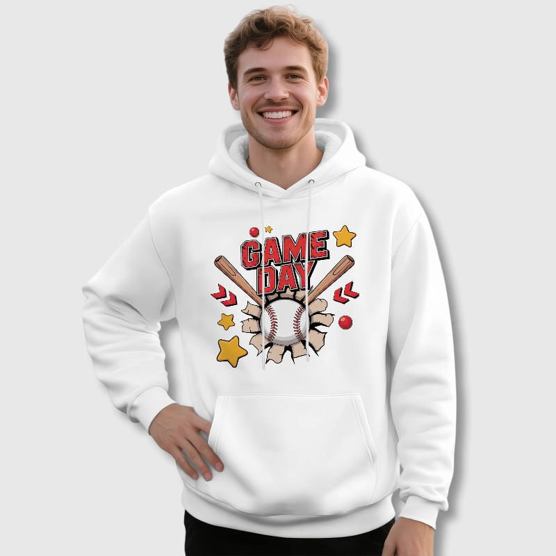 Game Day Baseball Graphic Men's Hoodie for Fans