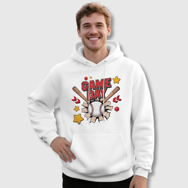 Game Day Baseball Graphic Men's Hoodie for Fans